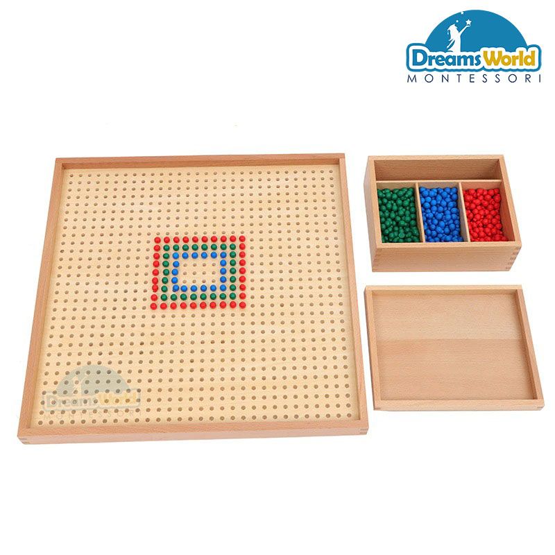 Giáo Cụ Montessori - Bảng 300 chốt cắm hình vuông - Wooden Peg Board with Pegs