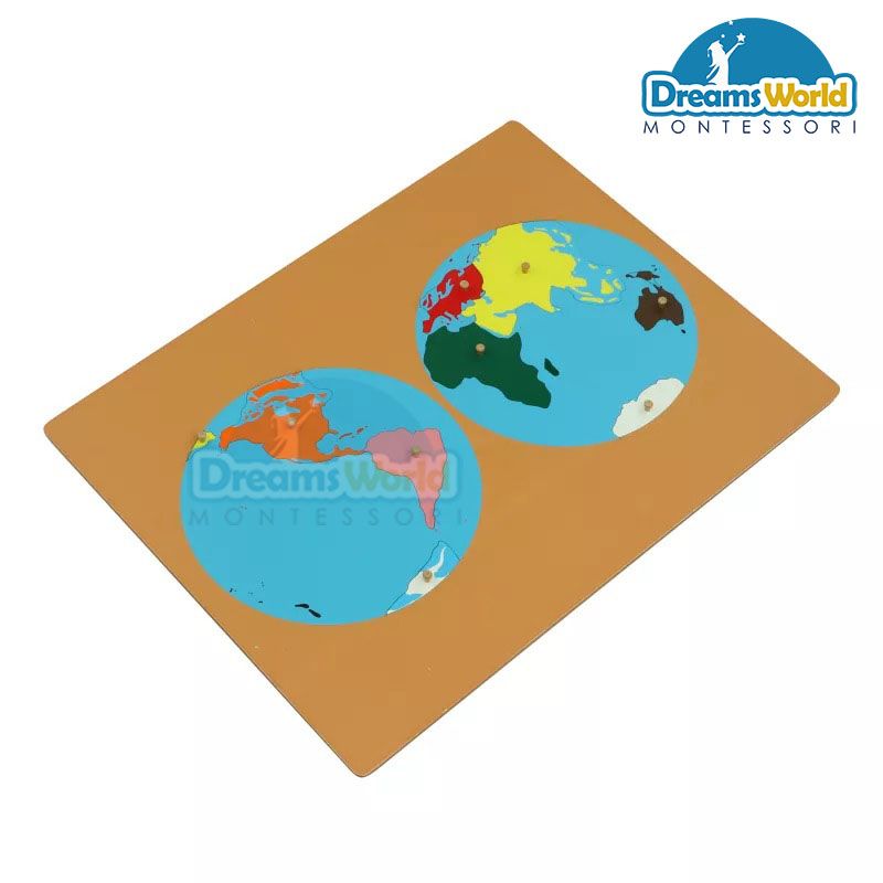 Giáo Cụ Montessori - Ghép bản đồ thế giới - Puzzle map of world part