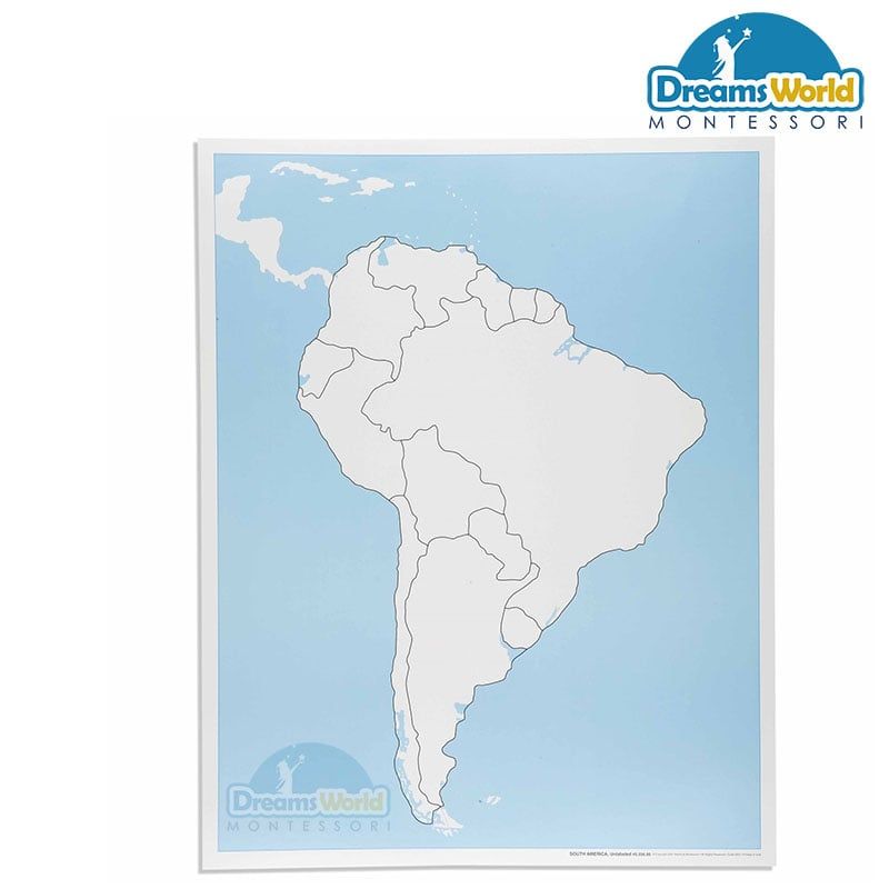 Giáo Cụ Montessori - Bản đồ Nam Mỹ ( không nhãn) - Unlabeled South America Control Map