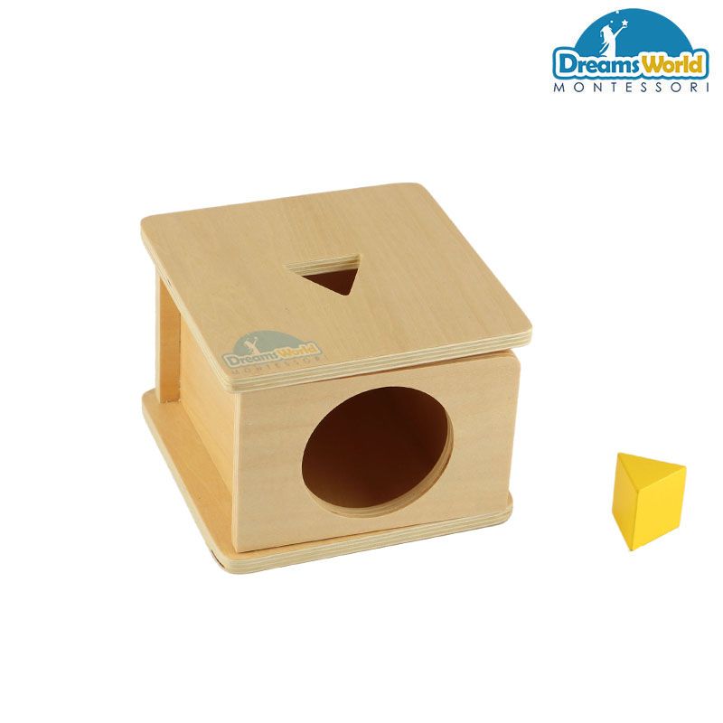 Giáo Cụ Montessori - Trò chơi thả hình tam giác vào hộp - Imbucare Box w/ Triangle Prism