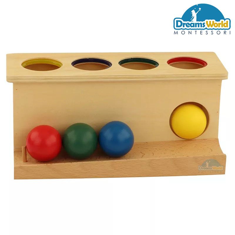 Giáo Cụ Montessori - Bộ đập bóng - wood push ball baby toy