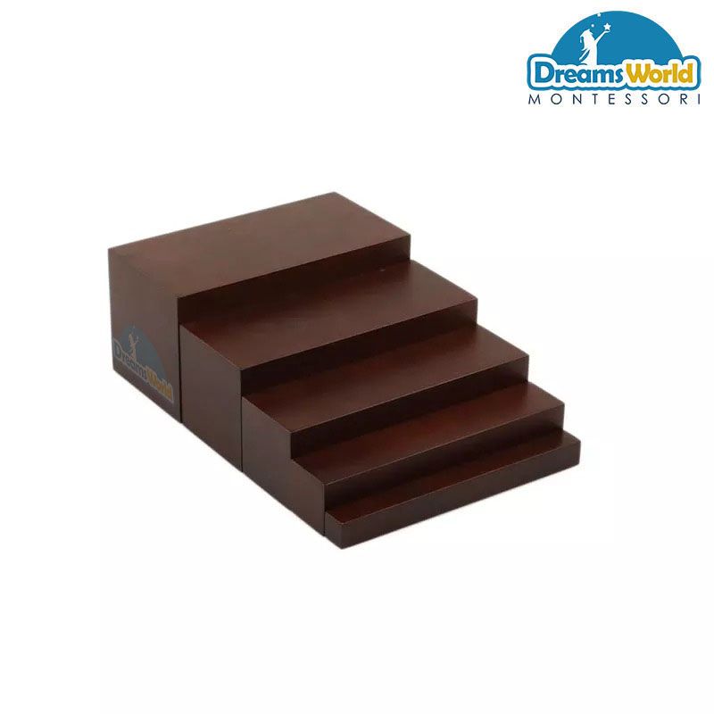Giáo Cụ Montessori - Thang nâu 5 bậc size 2-4-6-8-10cm - Brown Stairs 5 steps