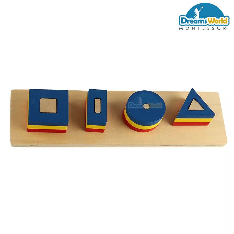 Giáo Cụ Montessori - Hình tròn, hình chữ nhật, hình tam giác, hình vuông - Circle, rectangle, triangle, square blocks