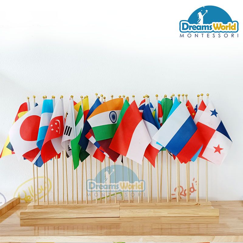 Giáo Cụ Montessori - 36 lá cờ trên thế giới - Flags of 36 countries with stand