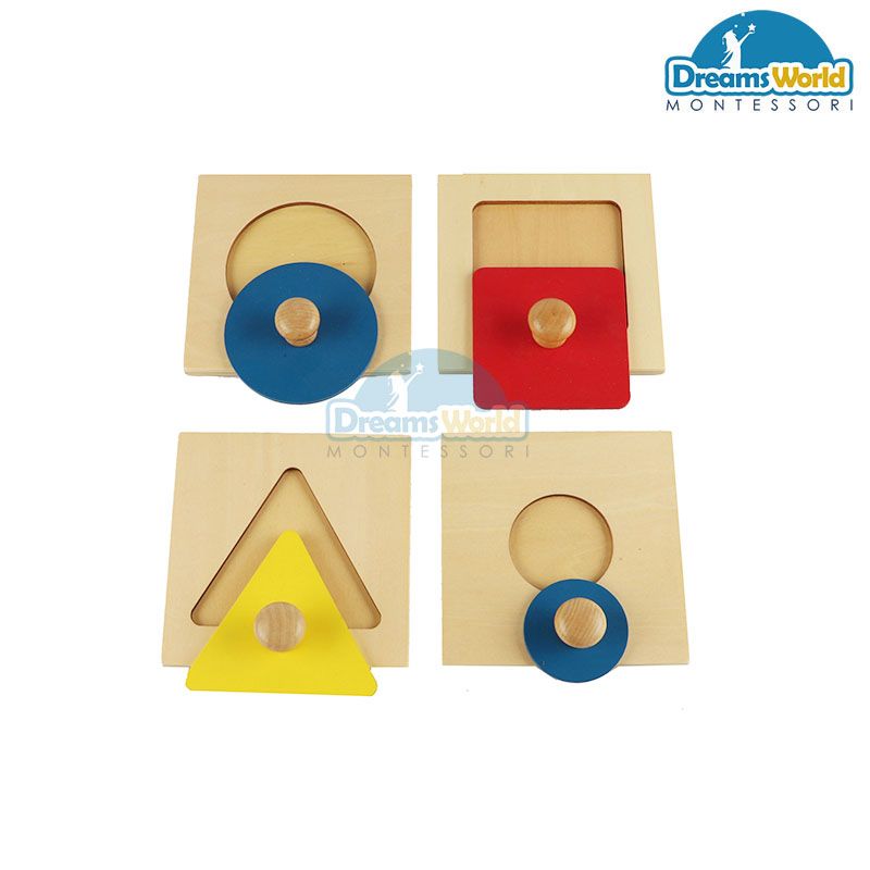 Giáo Cụ Montessori - 4 khay ghép hình riêng lẻ - Single Shape Puzzles