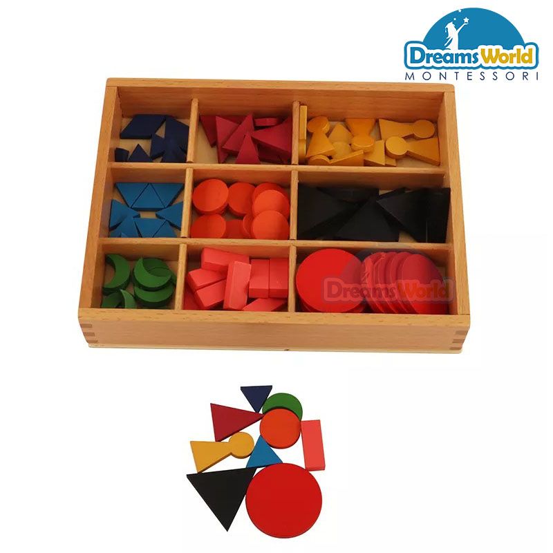 Giáo cụ Montessori - Biểu tượng ngữ pháp bằng gỗ cơ bản với hộp - Basic Wooden Grammar Symbols with Box