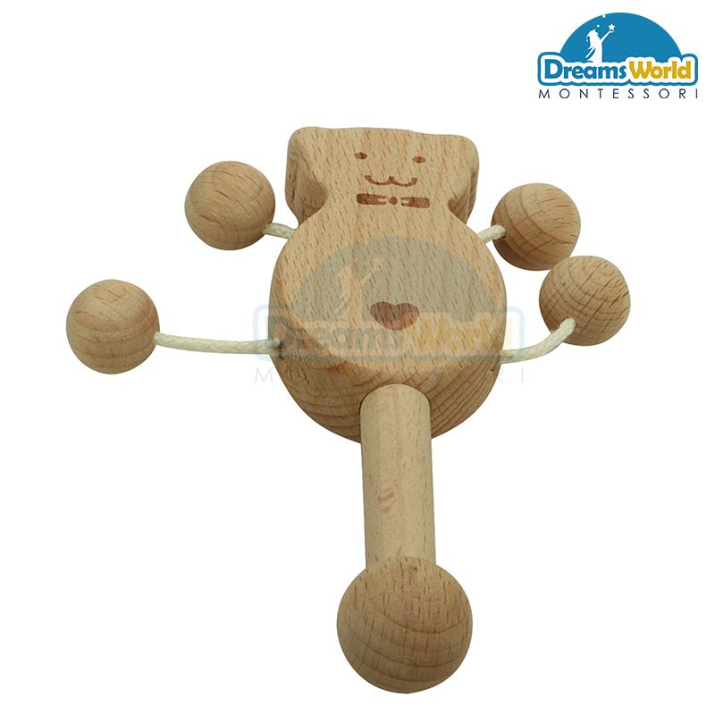 Giáo Cụ Montessori - Lắc gỗ tròn không sơn - Unpainted round wood shake montessori