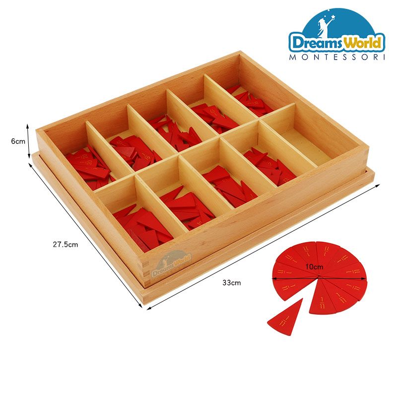 Giáo Cụ Montessori - Các hình tròn được cắt thành các phần bằng nhau có gắn nhãn - Cut - out Fraction Circles: 1/11 to 1/20