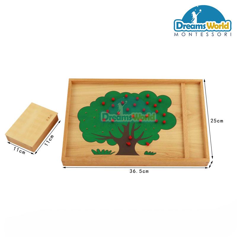 Giáo Cụ Montessori - Bài tập đếm cây táo (Đỏ) - Apple counting tree exercise(Red)