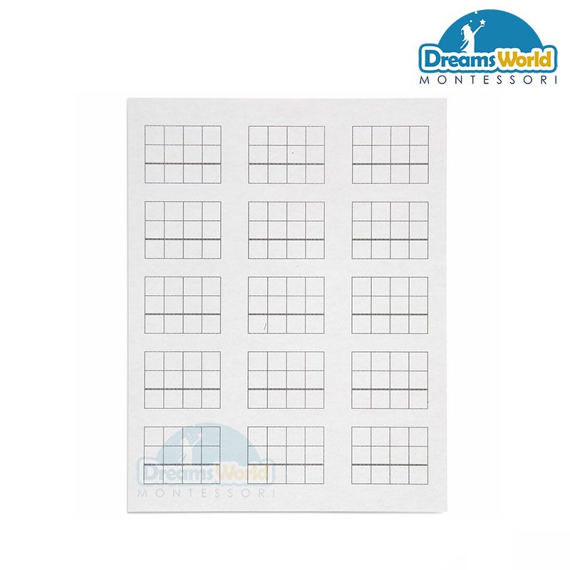 Giáo Cụ Montessori - Bảng tem số - Stamp Game Paper, 15 Problems
