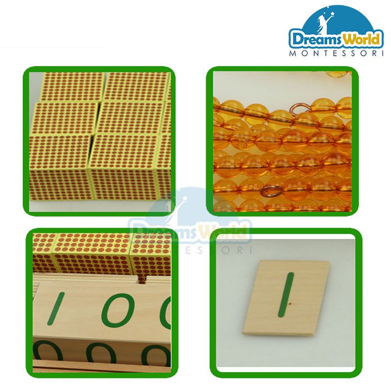 Giáo Cụ Montessori - Bộ sản phẩm dùng học hệ thống số thập phân 2 - Golden Bead Material- Individual Beads Class 2