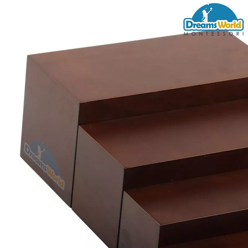 Giáo Cụ Montessori - Thang nâu 5 bậc size 2-4-6-8-10cm - Brown Stairs 5 steps