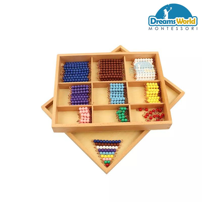 Giáo Cụ Montessori - Bảng kiểm tra chuỗi hạt màu - Checker Board Beads