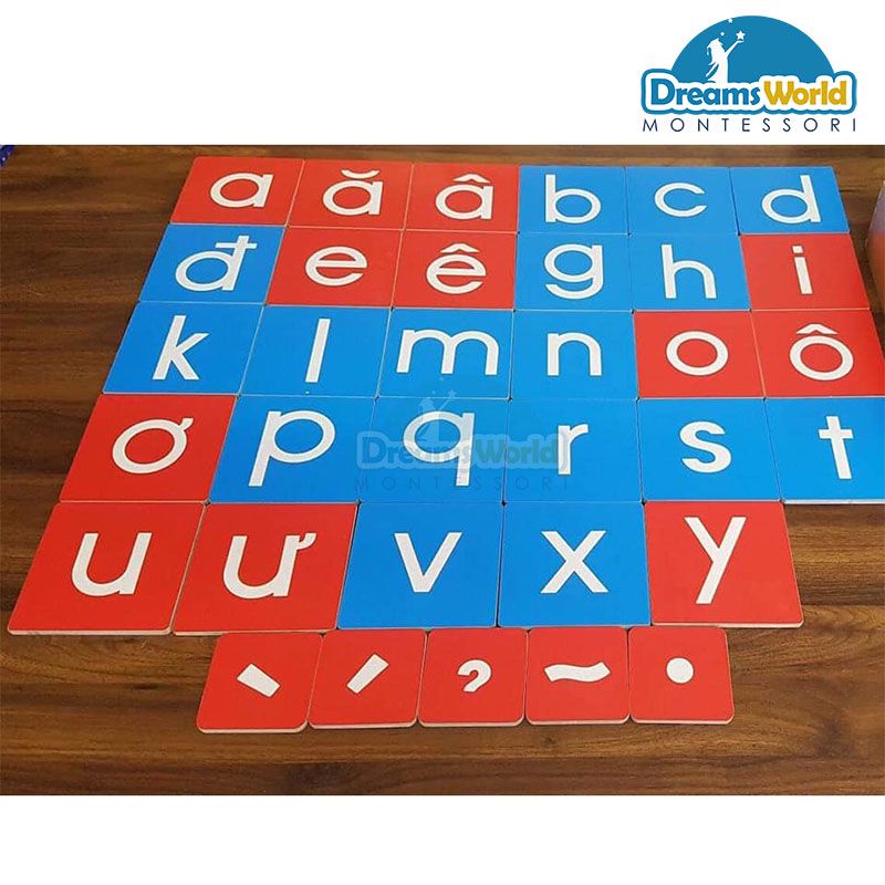 Giáo cụ Montessori - Chữ nhám in thường Tiếng Việt
