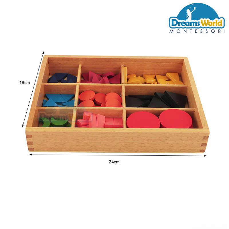 Giáo cụ Montessori - Biểu tượng ngữ pháp bằng gỗ cơ bản với hộp - Basic Wooden Grammar Symbols with Box