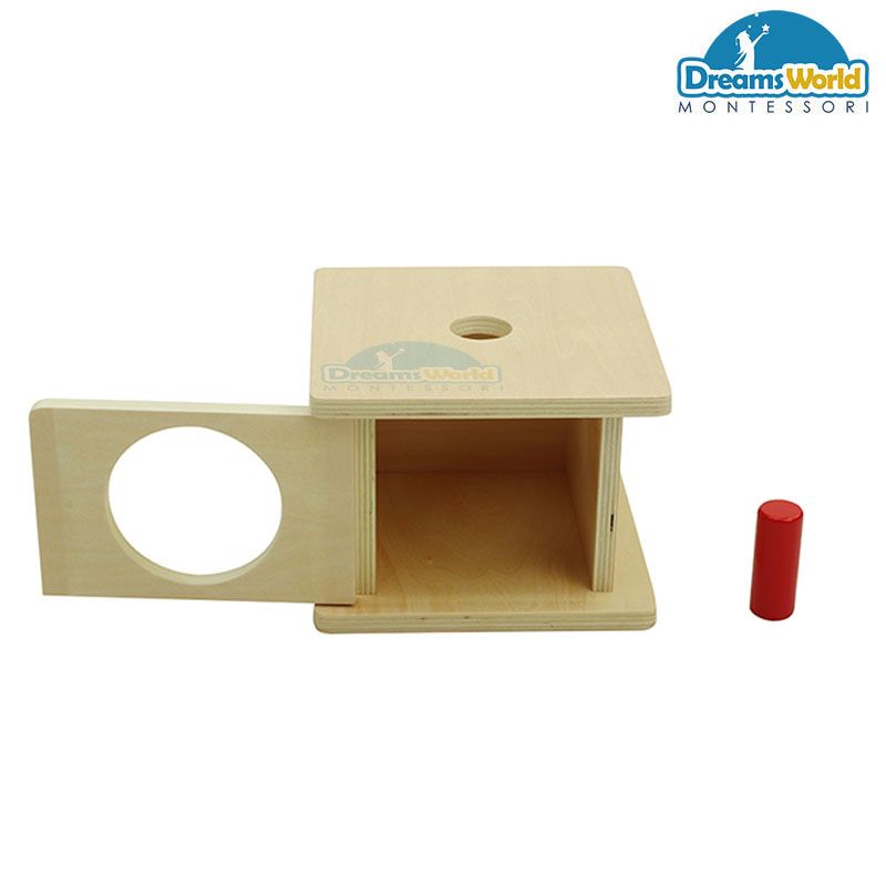 Giáo Cụ Montessori - Trò chơi thả hình lăng trụ cỡ nhỏ vào hộp - Imbucare Box w/ Small Cylinder
