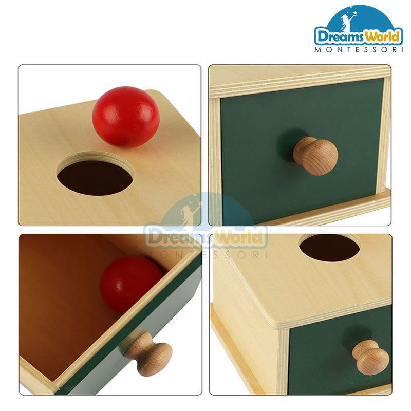 Giáo Cụ Montessori - Trò chơi thả quả bóng vào hộp có lỗ - Imbucare Box w/ Ball