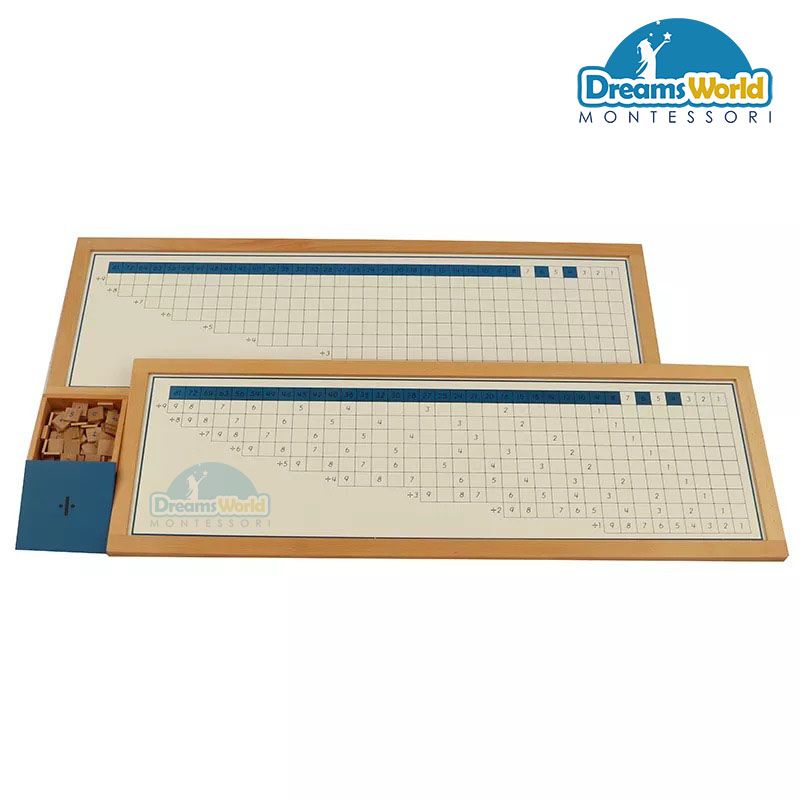 Giáo Cụ Montessori - Hộp học phép tính chia có thẻ điều khiển và bảng - Division Working Charts with frame