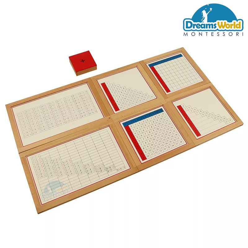 Giáo Cụ Montessori - Hộp học phép tính cộng có thẻ điều khiển và bảng - Addition Working Charts with frame