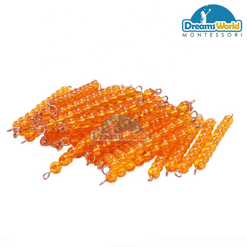 Giáo Cụ Montessori - 45 dây cườm 10 với hộp - 45 Golden Bead Bars of 10 with box