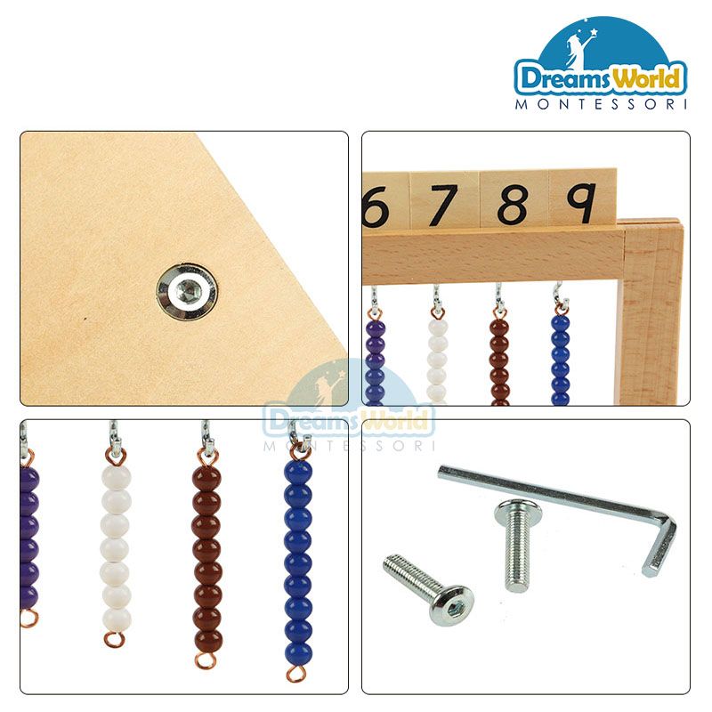 Giáo Cụ Montessori - Móc treo các chuỗi hạt cườm màu từ 1-9 - Hanger for Color Bead Stairs