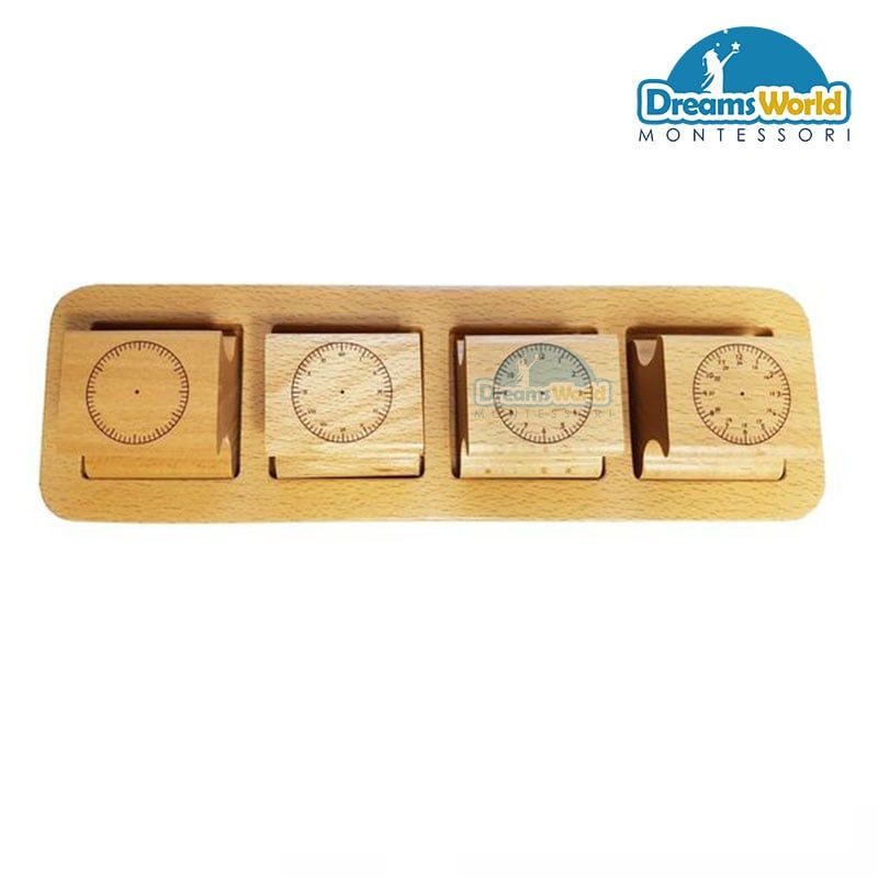 Giáo Cụ Montessori - Bộ 4 tem đồng hồ gỗ - Wooden clock stamp