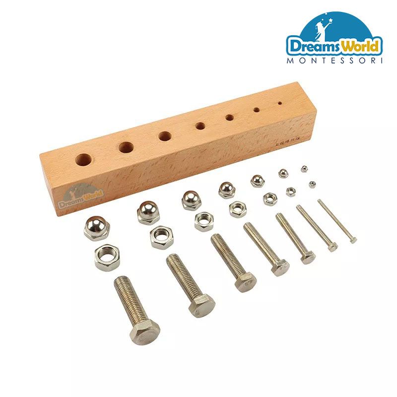 Giáo Cụ Montessori - Bộ ốc vít bu lông B - Nuts and Bolts B