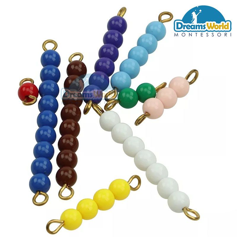 Giáo Cụ Montessori - Các dây cườm màu từ cườm 1 đến cườm 9 - Colored Bead Stairs 1-9