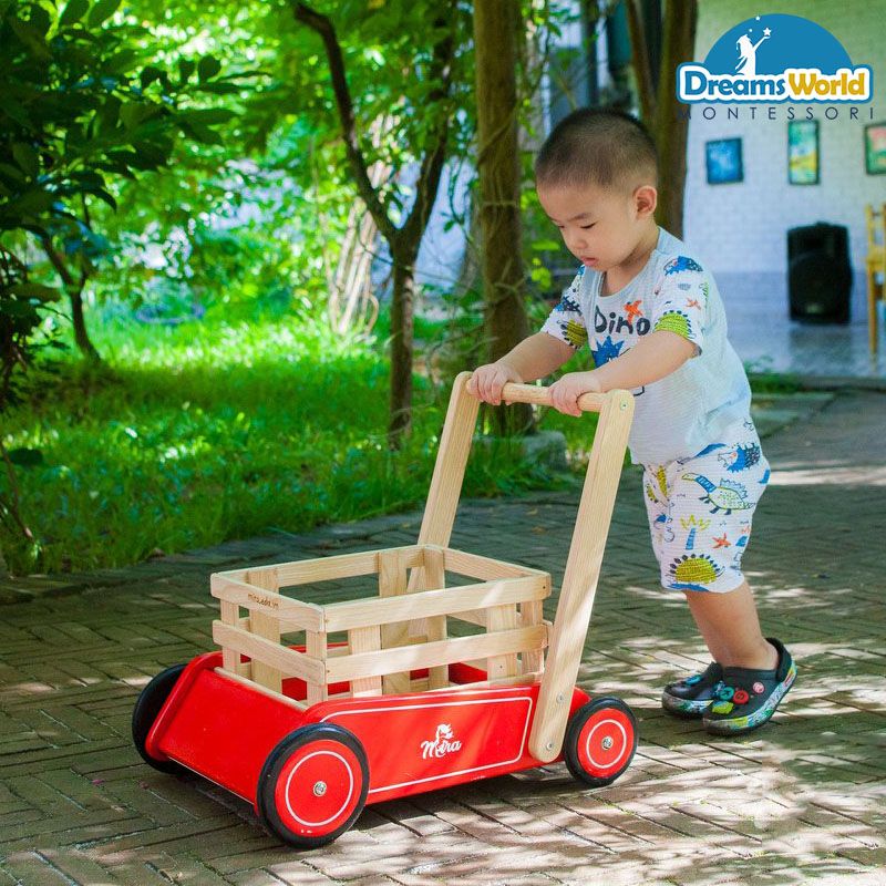 Giáo Cụ Montessori - Xe đẩy gỗ - Baby walker