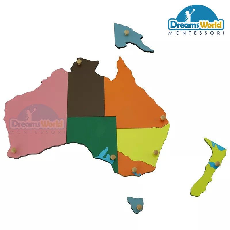 Giáo Cụ Montessori - Ghép bản đồ châu Úc - Puzzle Map of Australia