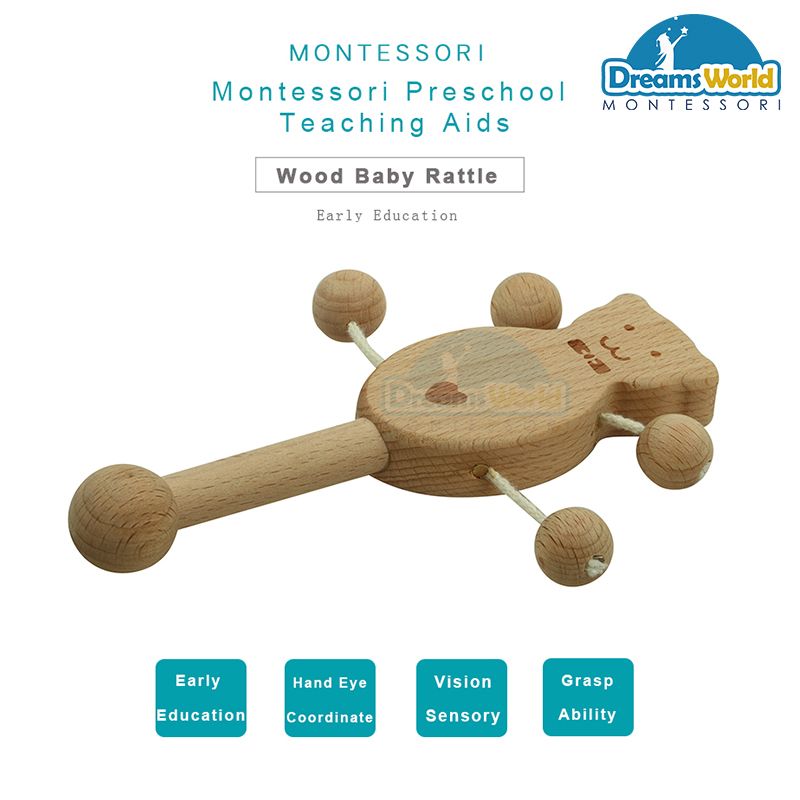 Giáo Cụ Montessori - Lắc gỗ tròn không sơn - Unpainted round wood shake montessori