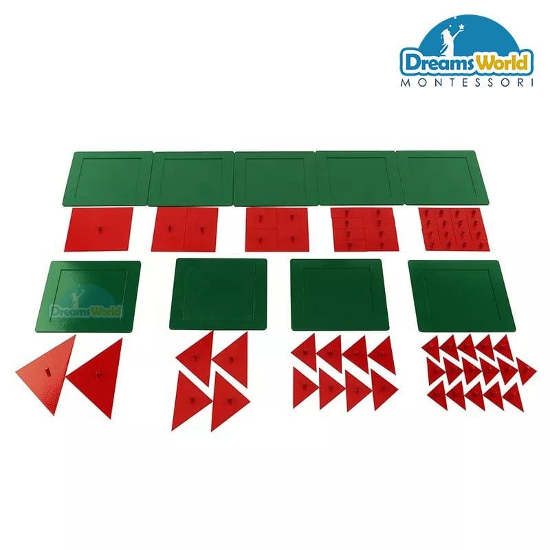 Giáo Cụ Montessori - Khung phân số vuông không kệ - Metal Fraction square without Stands