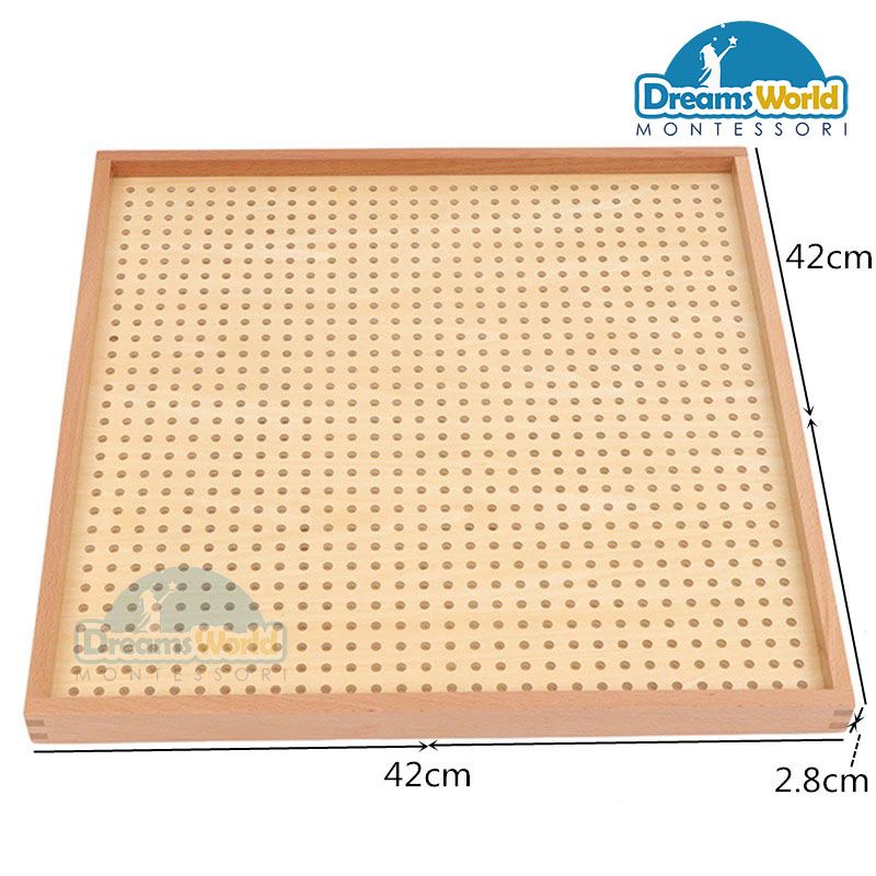 Giáo Cụ Montessori - Bảng 300 chốt cắm hình vuông - Wooden Peg Board with Pegs