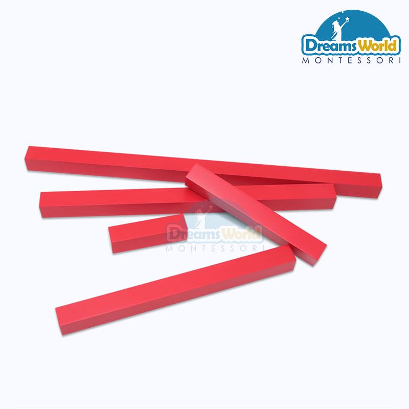 Gậy đỏ 5 bước Montessori - Long Red Rods 5 steps - Cao cấp - Nhập khẩu