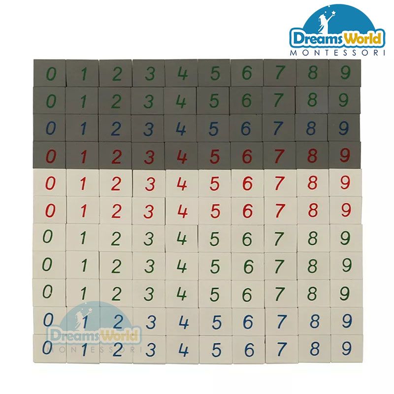 Giáo Cụ Montessori - Các số gạch dùng với bảng kiểm tra - Number Tiles