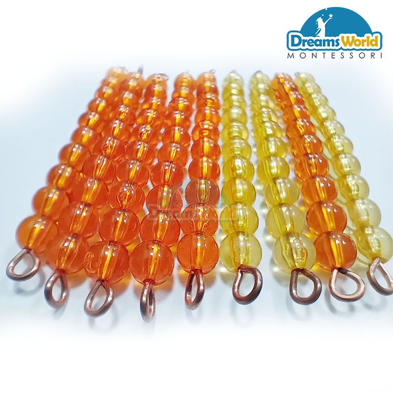 Giáo Cụ Montessori - 9 dây cườm 10 - 9 Golden Bead Bars of 10