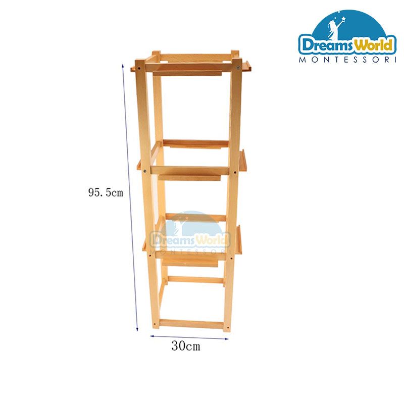 Giáo cụ Montessori - Khung gỗ 12 ô dùng để treo 12 khung áo - Dressing Frame Stand For 12 Frames