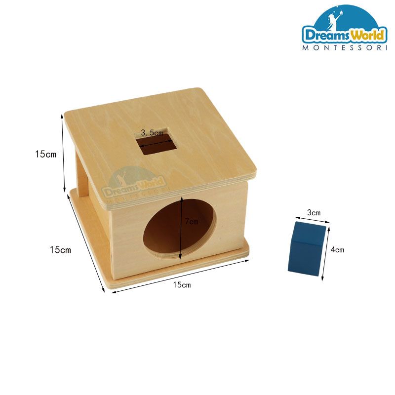 Giáo Cụ Montessori - Trò chơi thả hình lập phương vào hộp có lỗ - Imbucare Box w/ Cube