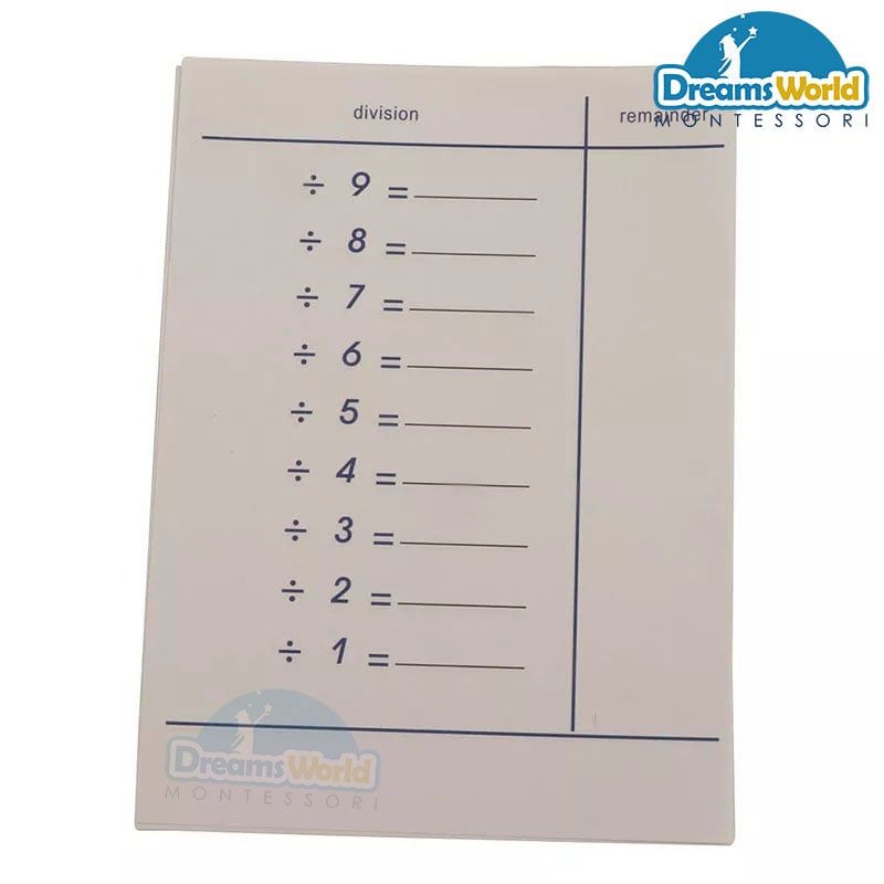 Giáo Cụ Montessori - Bảng chia bổ sung - Division Tables