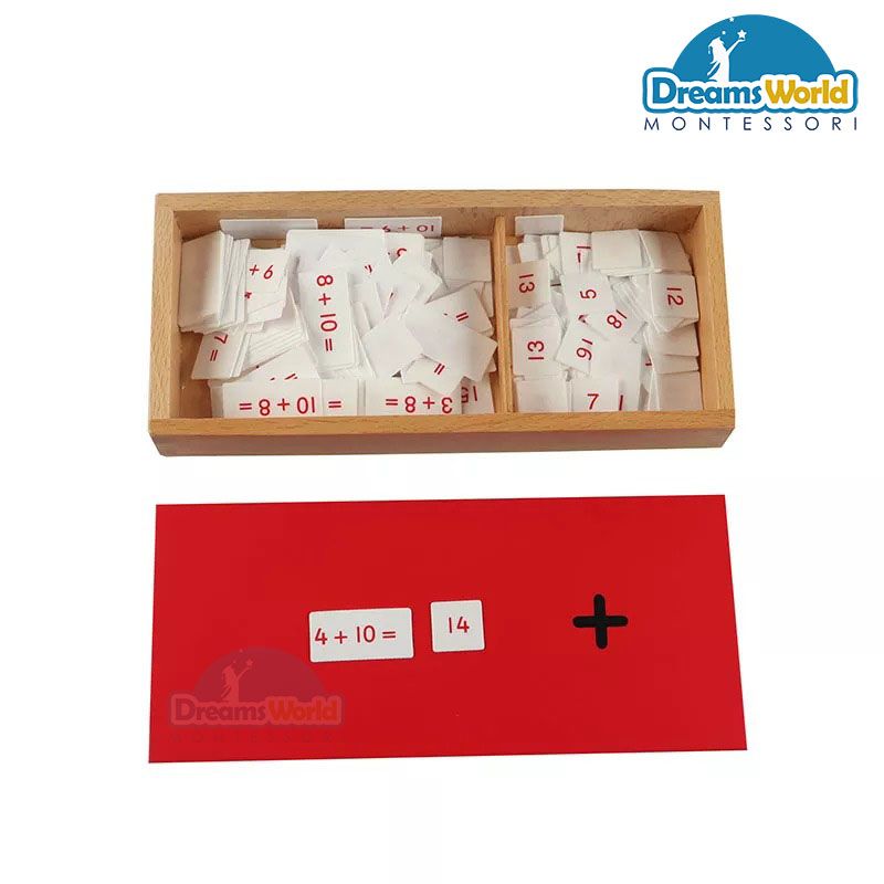 Giáo Cụ Montessori - Hộp phép tính cộng với bộ thẻ điều khiển bằng gỗ - PVC Addition Equations And Sum Box