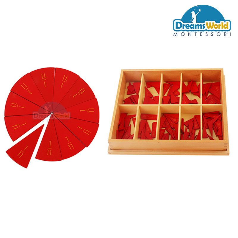 Giáo Cụ Montessori - Các hình tròn được cắt thành các phần bằng nhau có gắn nhãn - Cut - out Fraction Circles: 1/11 to 1/20