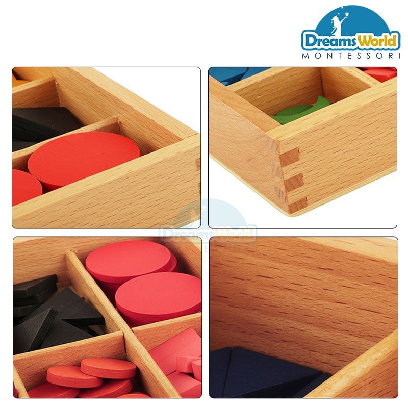 Giáo cụ Montessori - Biểu tượng ngữ pháp bằng gỗ cơ bản với hộp - Basic Wooden Grammar Symbols with Box
