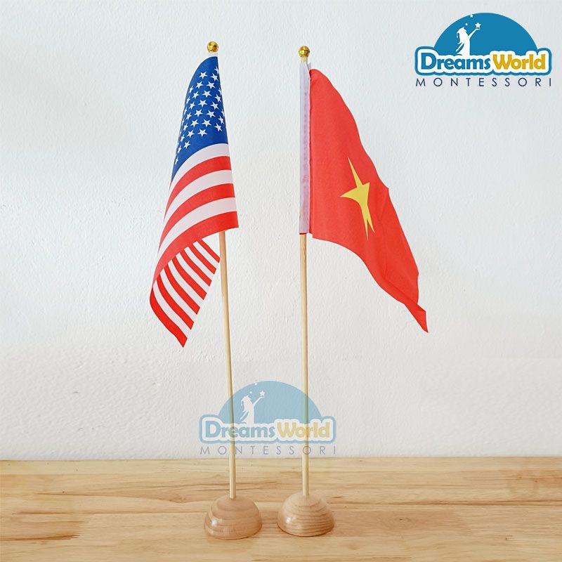 Giáo Cụ Montessori - 36 lá cờ trên thế giới - Flags of 36 countries with stand