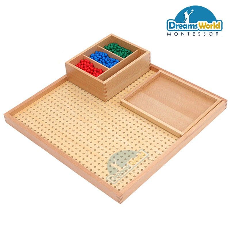 Giáo Cụ Montessori - Bảng 300 chốt cắm hình vuông - Wooden Peg Board with Pegs