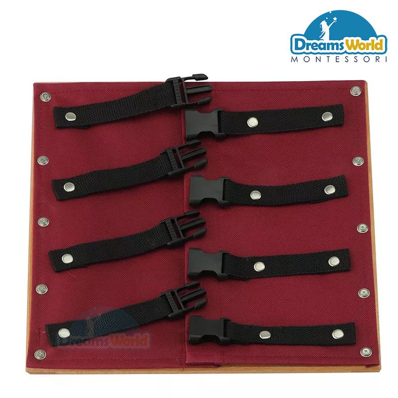 Giáo cụ Montessori - Khung dạy kỹ năng sử dụng dây nút khóa - Shoe Button Dressing Frame