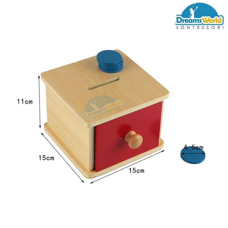 Giáo Cụ Montessori - Trò chơi thả các đồng tiền vào hộp có lỗ - Imbucare Box with Ball