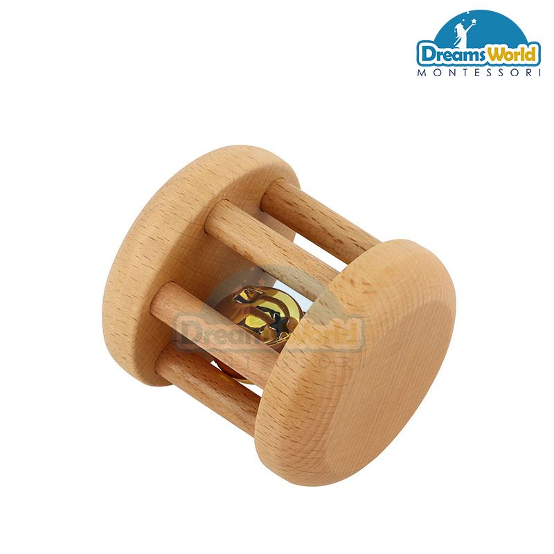 Giáo Cụ Montessori - Lắc trụ gỗ không sơn - Kids Wooden Educational Children Toy Bell in Cube