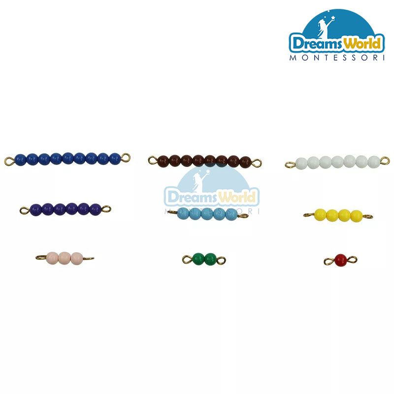 Giáo Cụ Montessori - Các dây cườm màu từ cườm 1 đến cườm 9 - Colored Bead Stairs 1-9