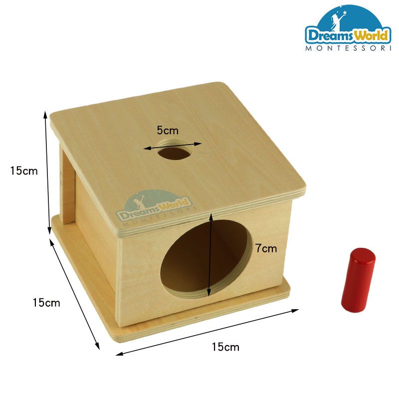 Giáo Cụ Montessori - Trò chơi thả hình lăng trụ cỡ nhỏ vào hộp - Imbucare Box w/ Small Cylinder