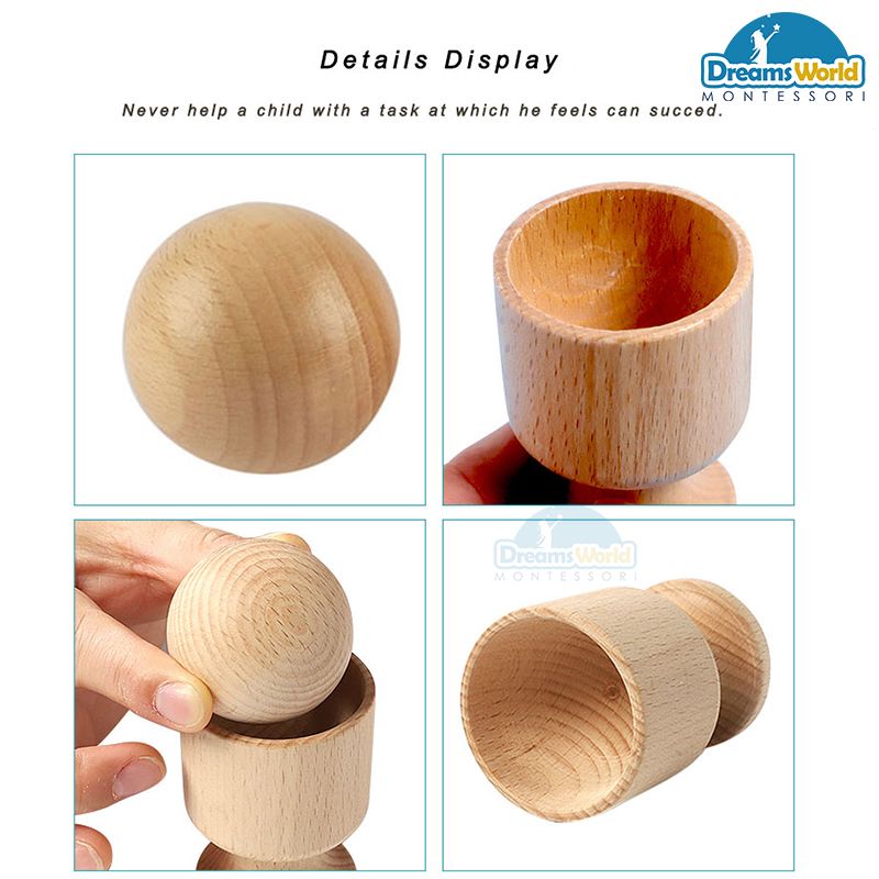 Giáo Cụ Montessori - Quả bóng gỗ và chiếc cốc - Wooden Ball with a cup
